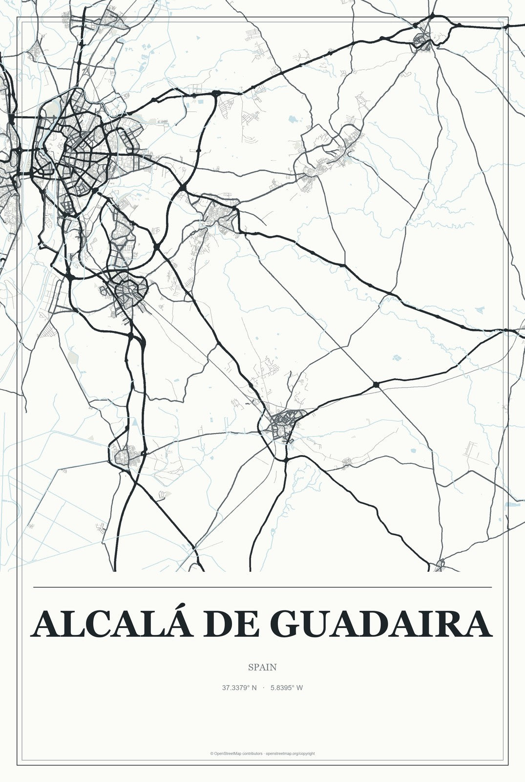 Alcalá de Guadaira, Spain City Map Aluminum Sign in Gallery Air style
