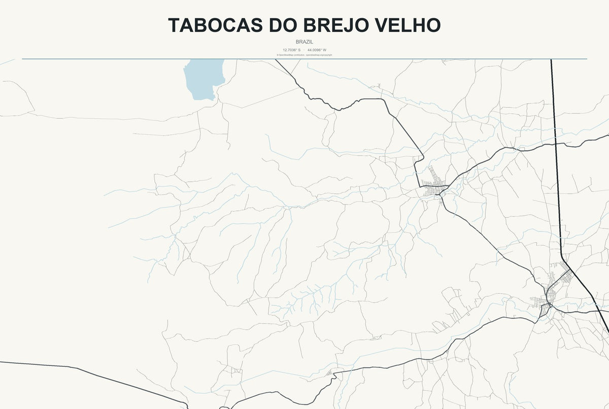 Tabocas do Brejo Velho, Brazil City Map Aluminum Sign in Headline Atlas style