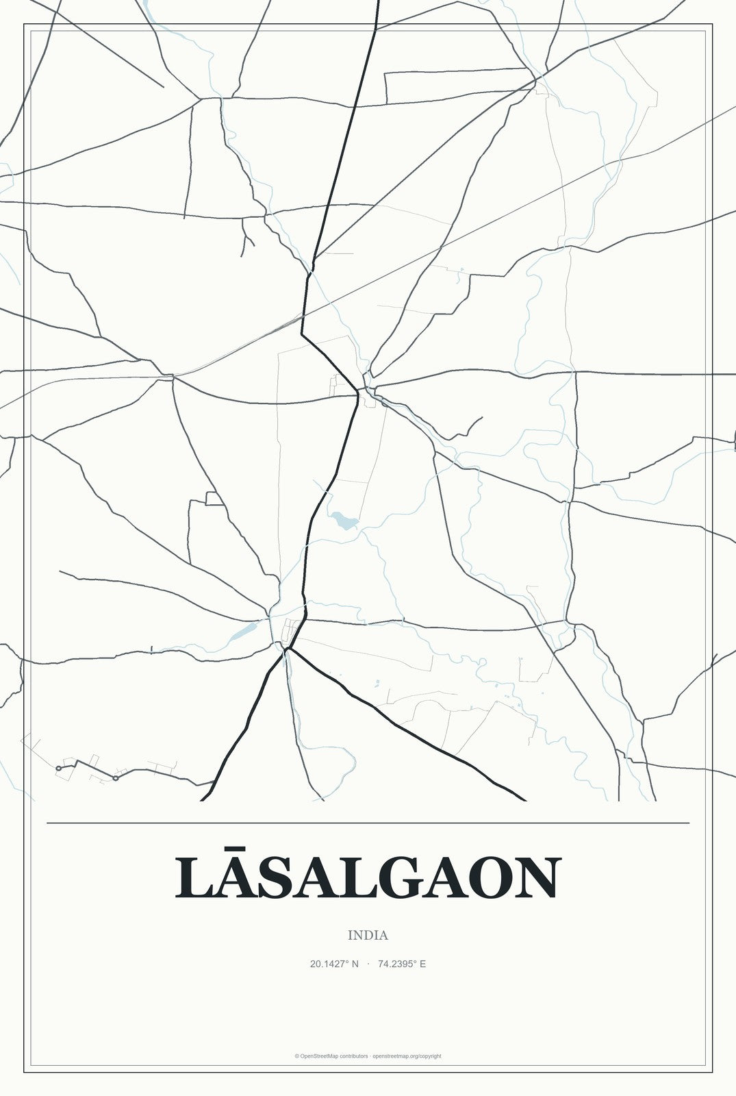 Lāsalgaon, India City Map Aluminum Sign in Gallery Air style