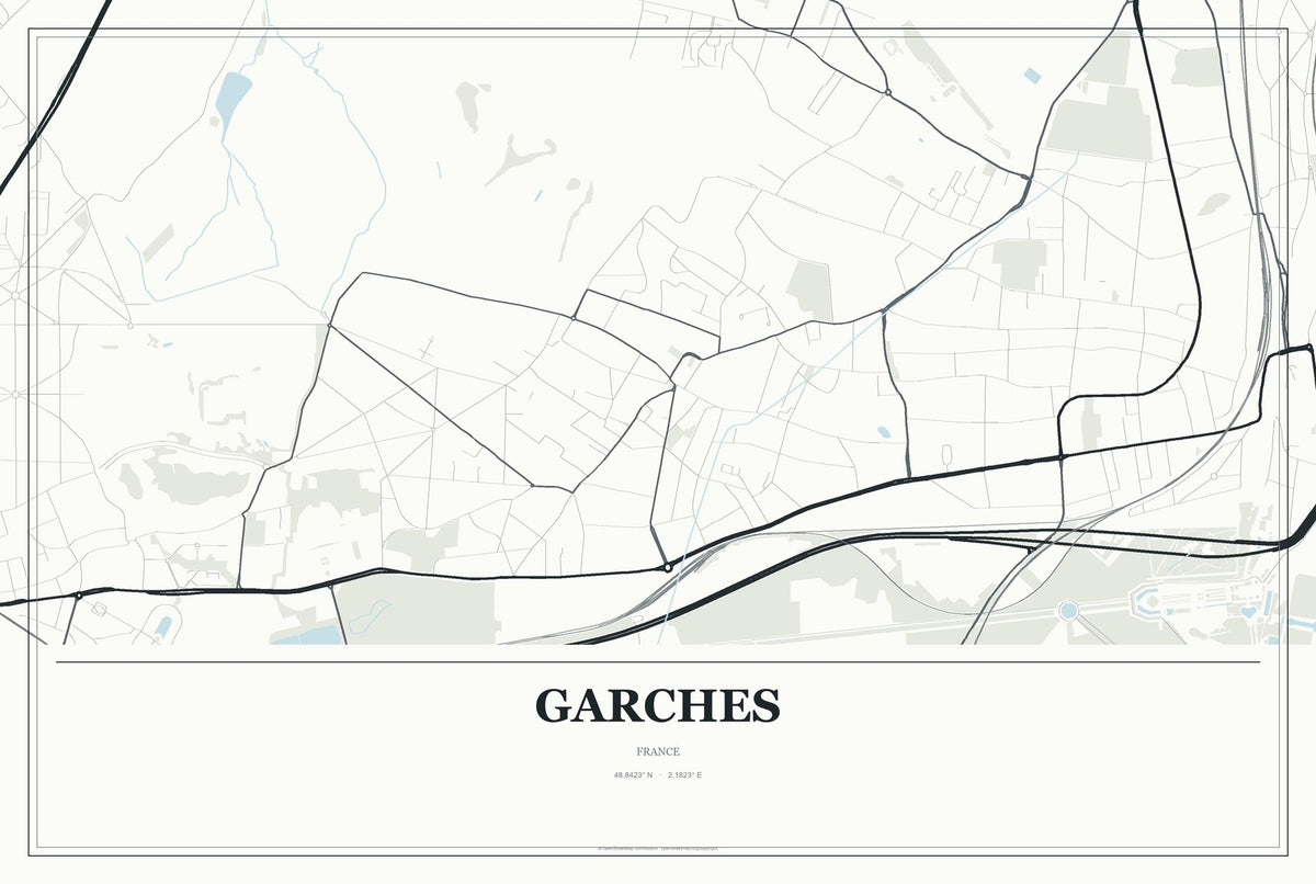 Garches, France City Map Aluminum Sign in Gallery Air style