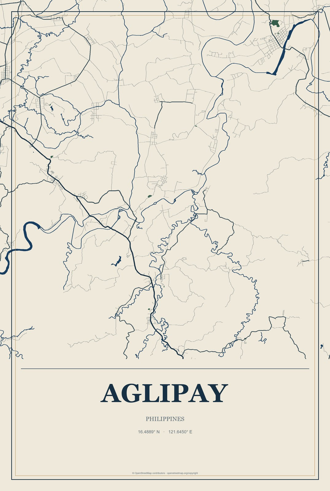 Aglipay, Philippines City Map Aluminum Sign in Coastal Cutout style