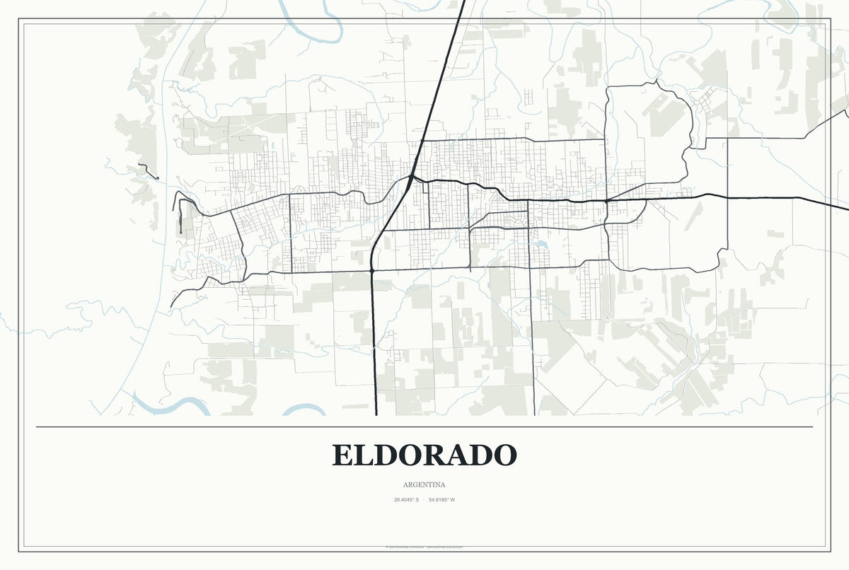Eldorado, Argentina City Map Aluminum Sign in Gallery Air style