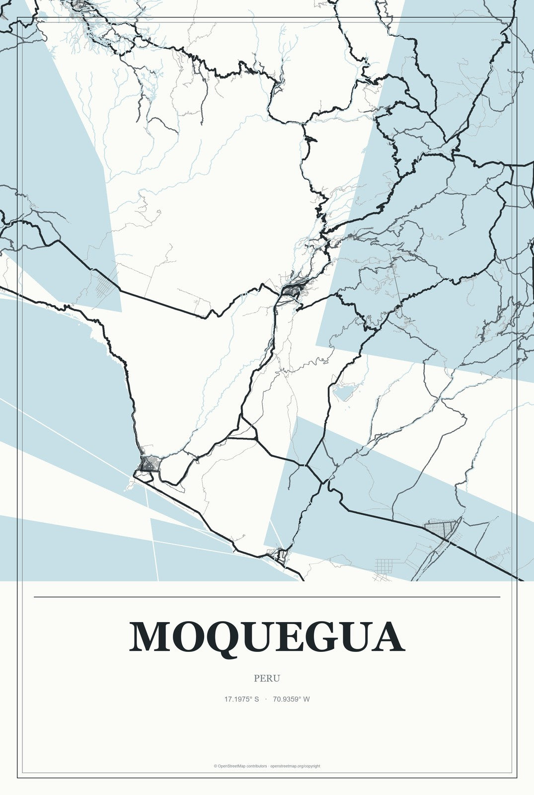 Moquegua, Peru City Map Aluminum Sign in Gallery Air style