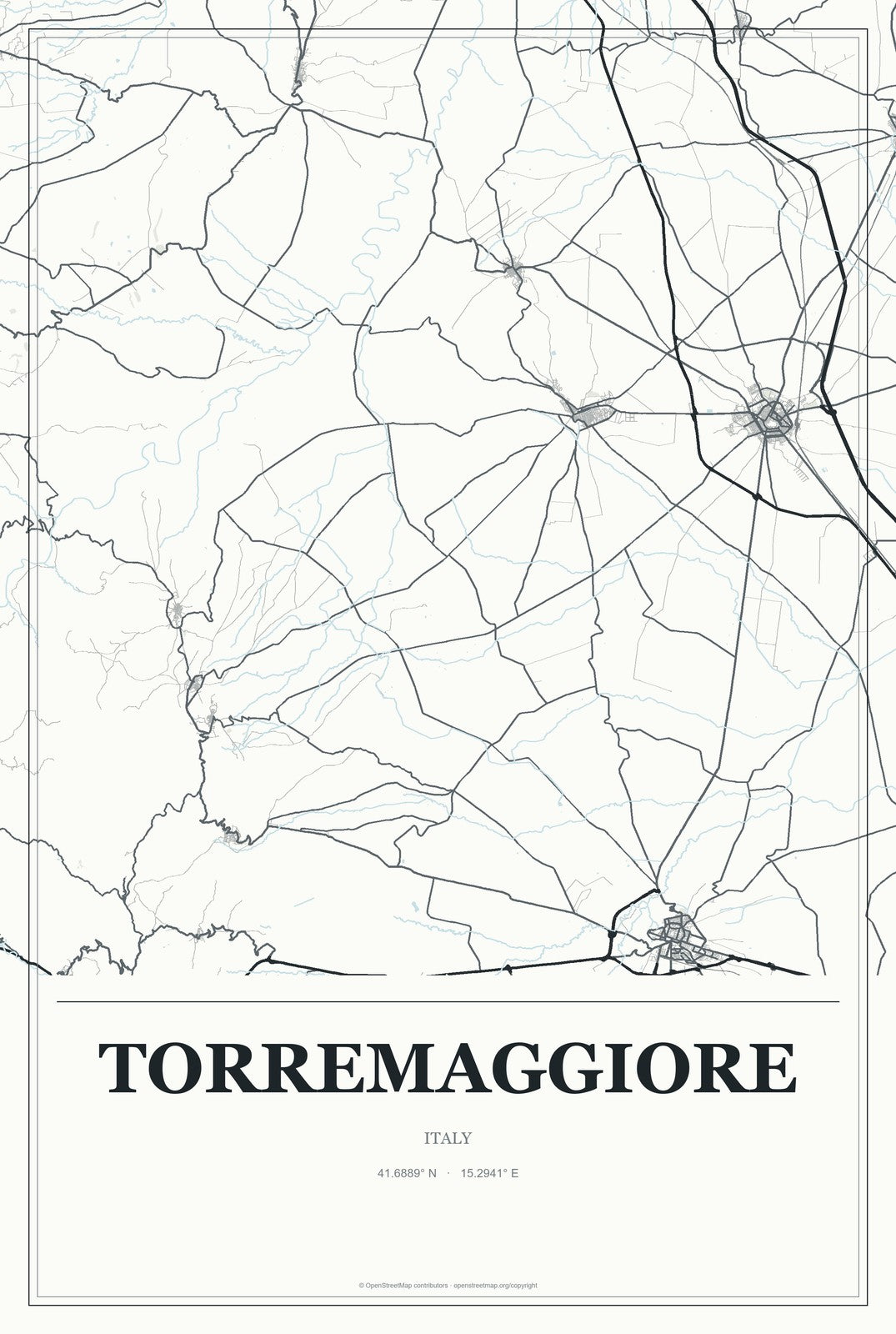 Torremaggiore, Italy City Map Aluminum Sign in Gallery Air style