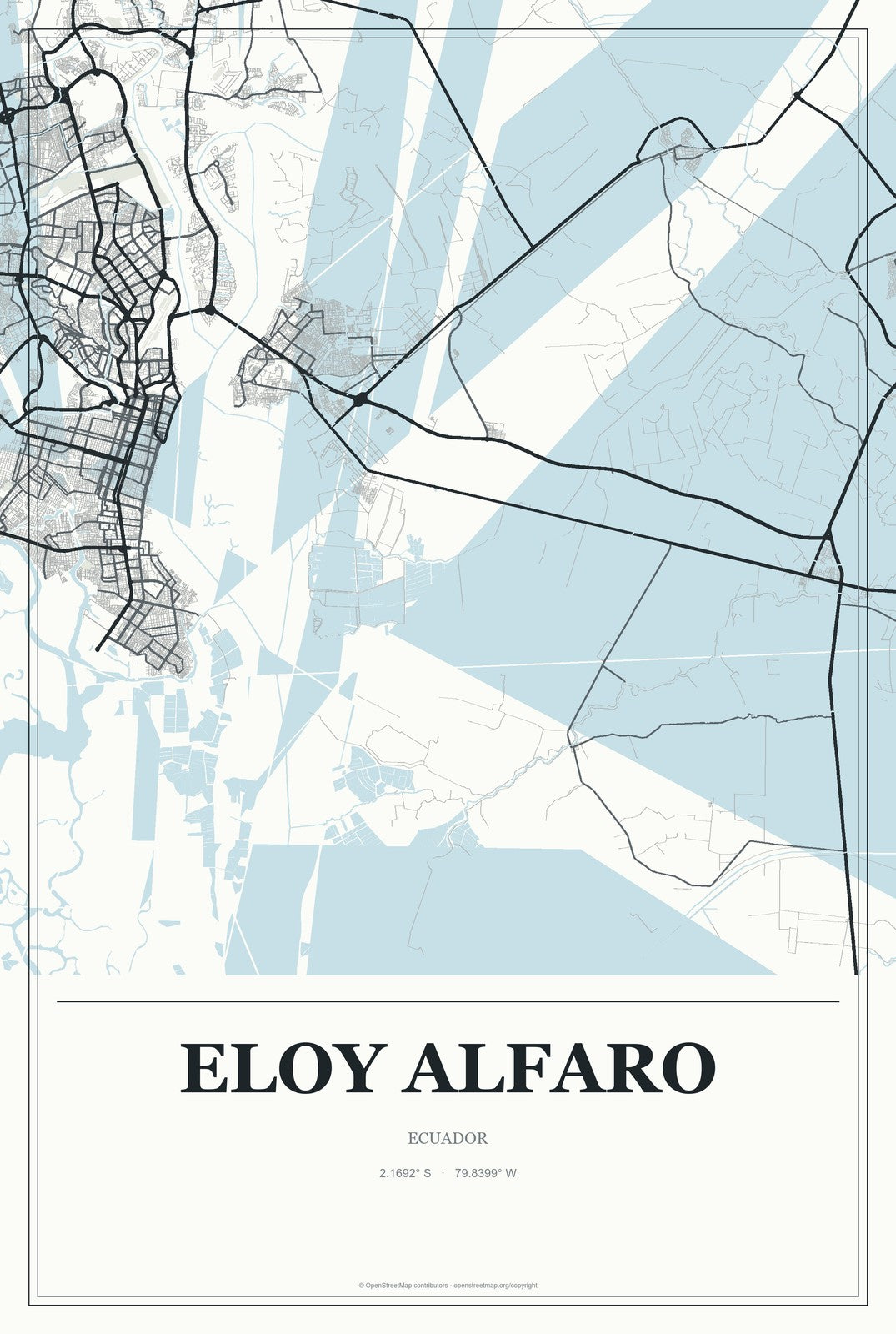 Eloy Alfaro, Ecuador City Map Aluminum Sign in Gallery Air style