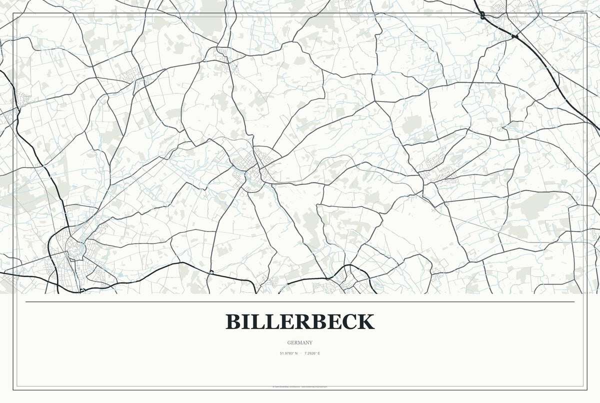 Billerbeck, Germany City Map Aluminum Sign in Gallery Air style