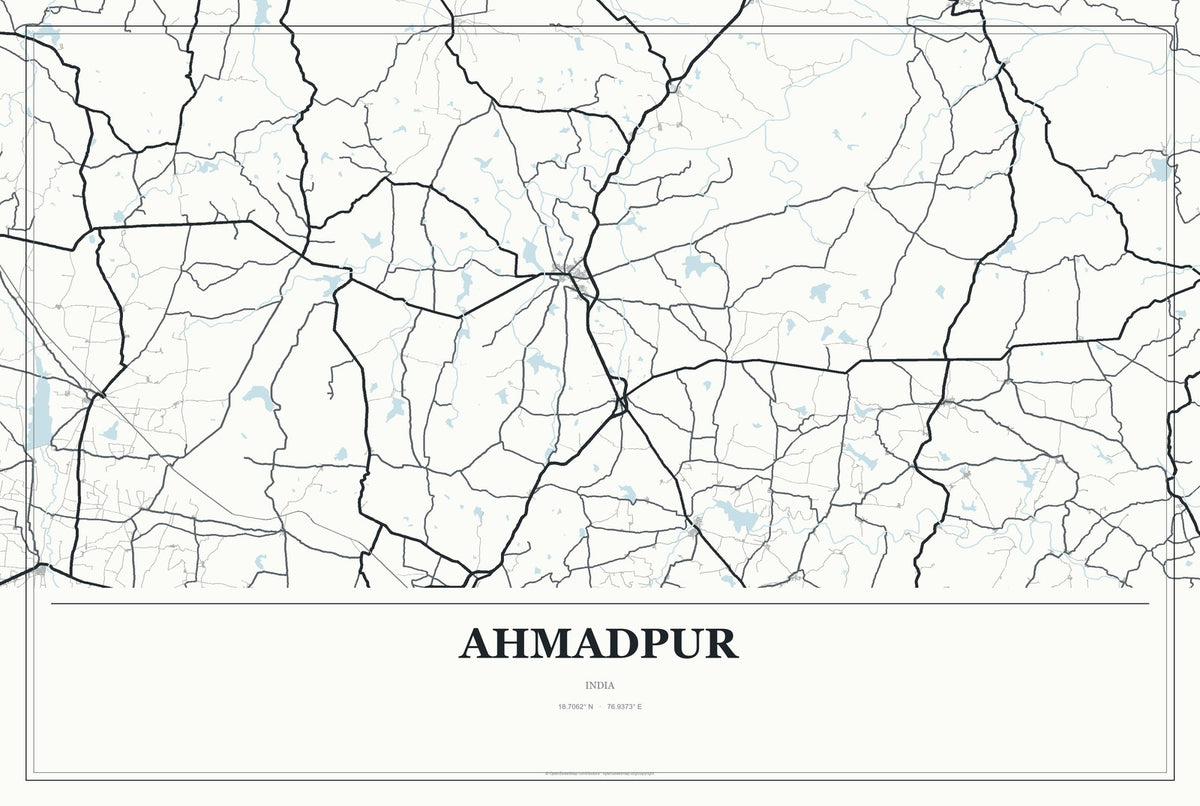 Ahmadpur, India City Map Aluminum Sign in Gallery Air style