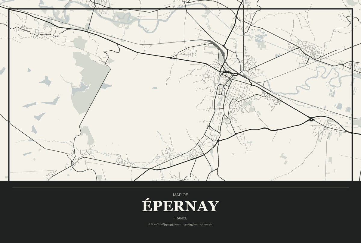 Épernay, France City Map Aluminum Sign in Museum Plaque style