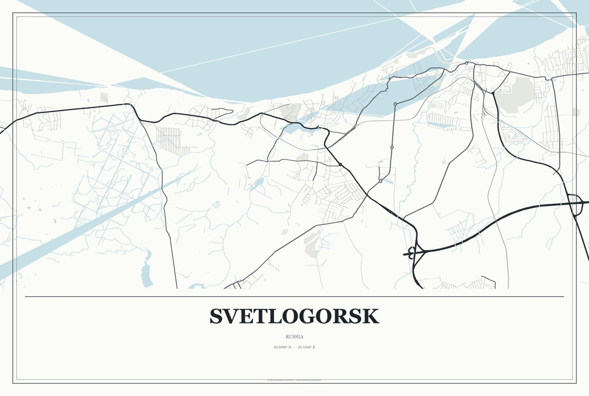 Svetlogorsk, Russia City Map Aluminum Sign in Gallery Air style