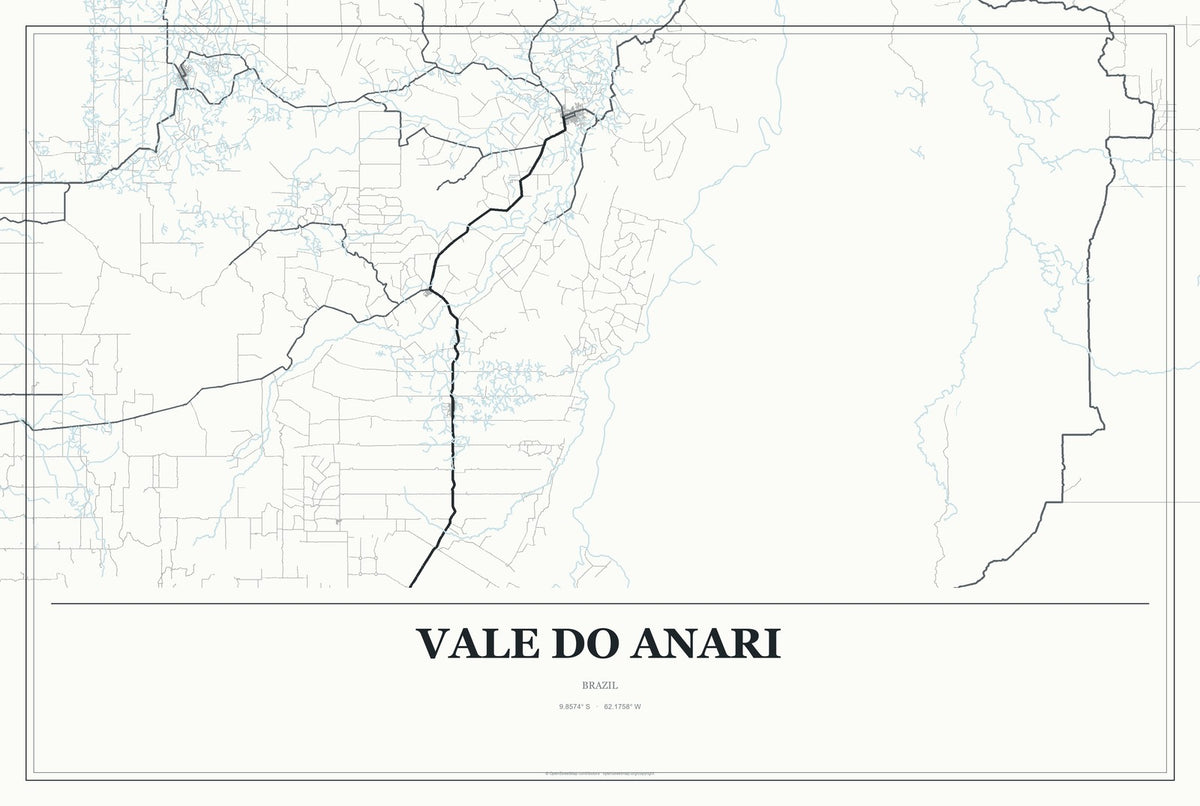 Vale do Anari, Brazil City Map Aluminum Sign in Gallery Air style