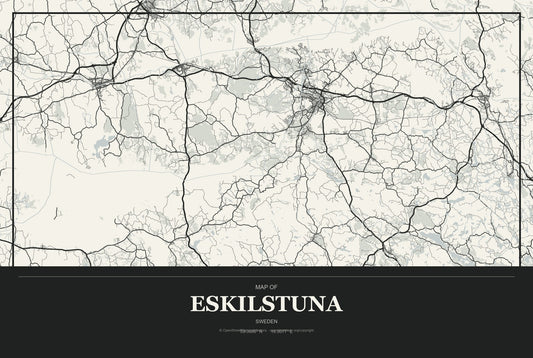 Eskilstuna, Sweden City Map Aluminum Sign in Museum Plaque style