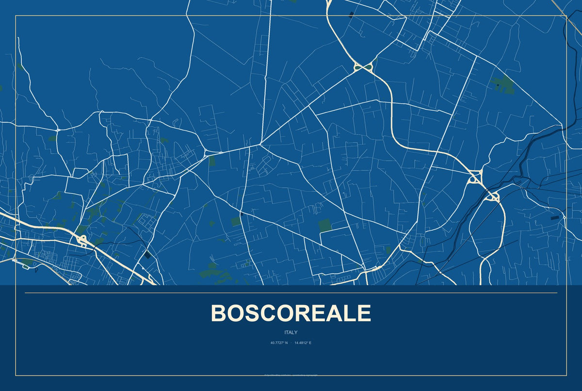 Boscoreale, Italy City Map Aluminum Sign in Harbor Cobalt style