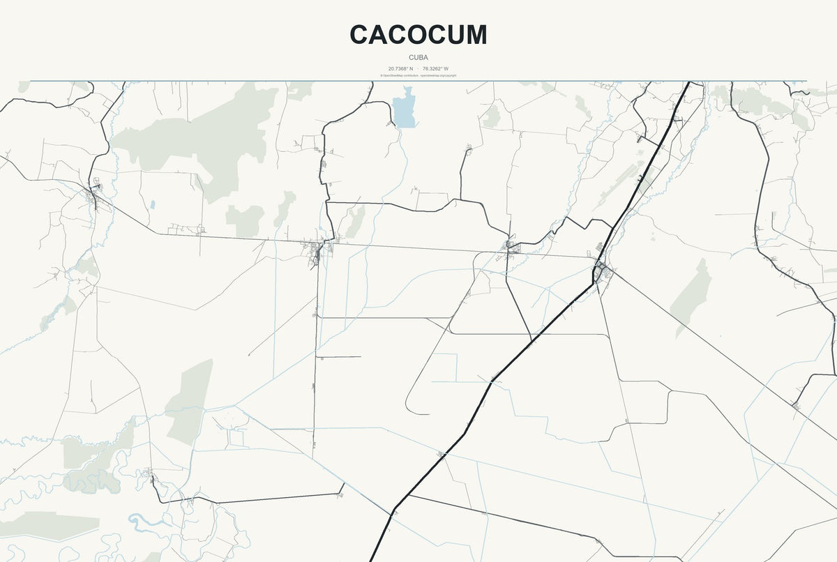 Cacocum, Cuba City Map Aluminum Sign in Headline Atlas style