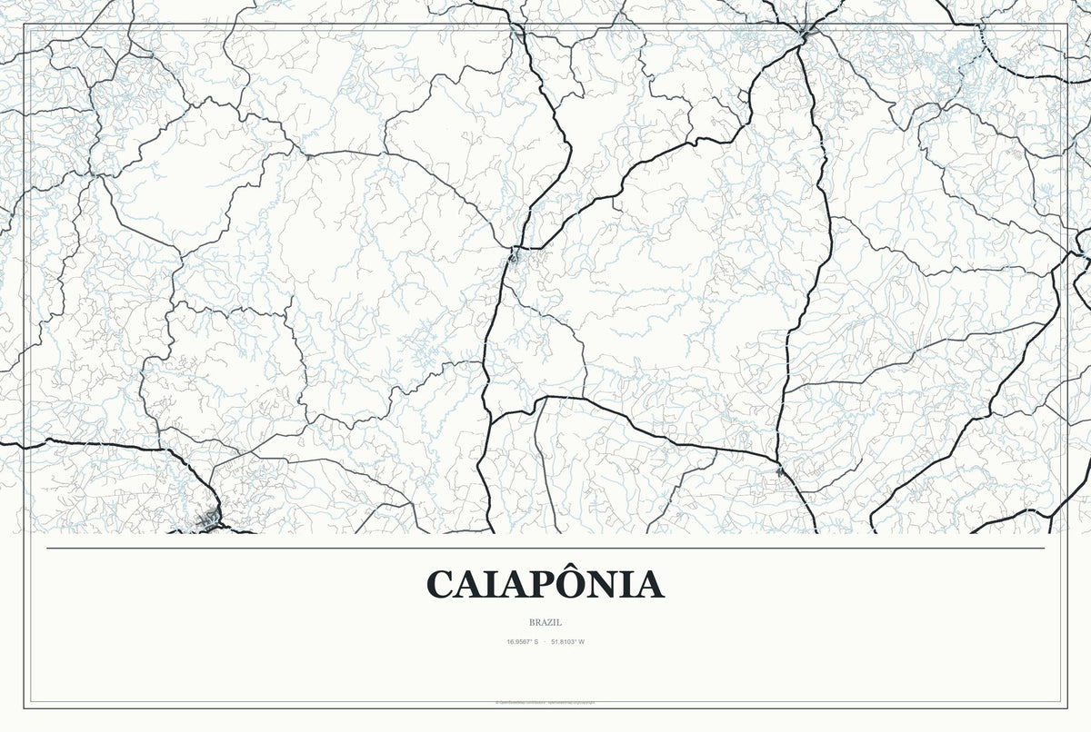 Caiapônia, Brazil City Map Aluminum Sign in Gallery Air style