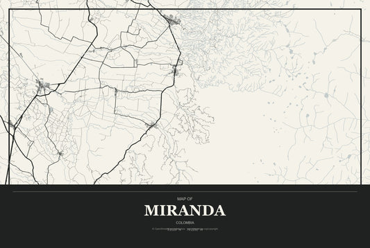 Miranda, Colombia City Map Aluminum Sign in Museum Plaque style