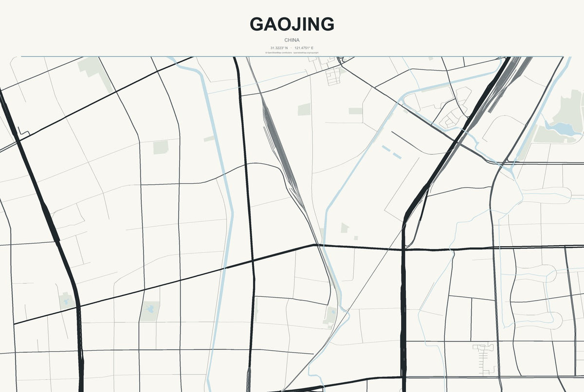 Gaojing, China City Map Aluminum Sign in Headline Atlas style