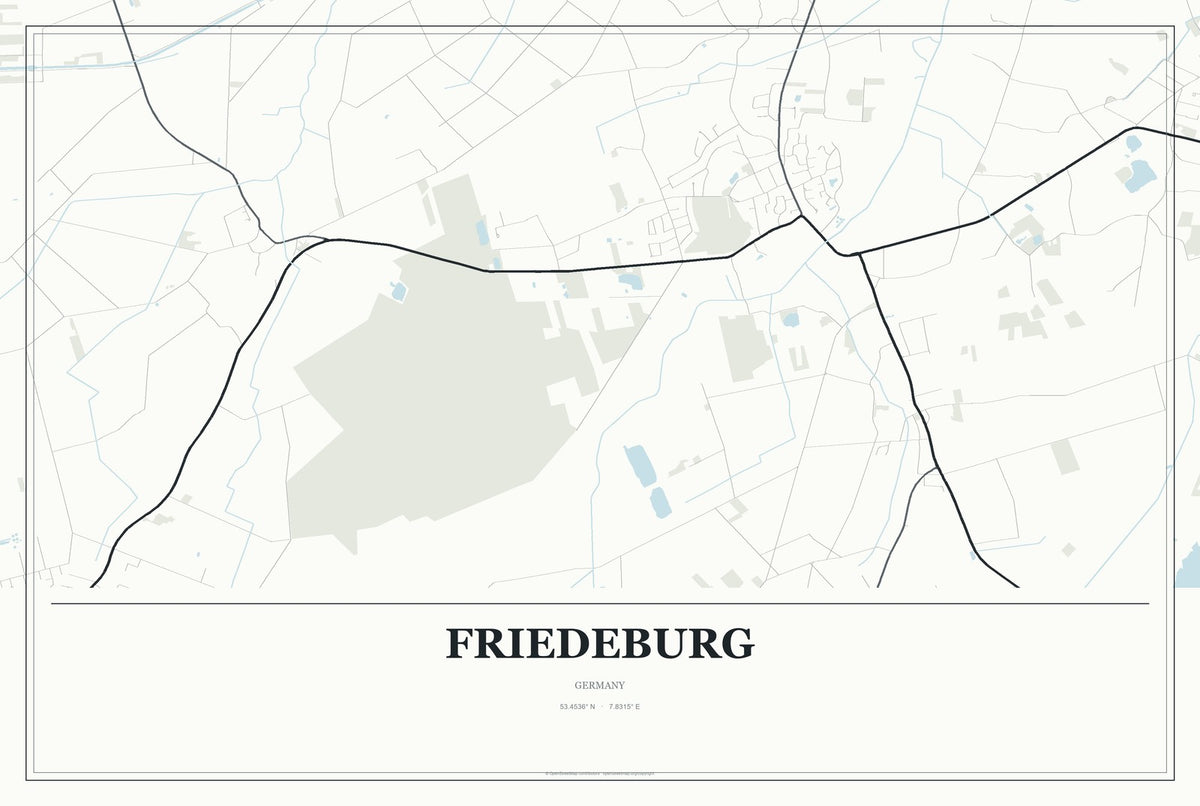 Friedeburg, Germany City Map Aluminum Sign in Gallery Air style