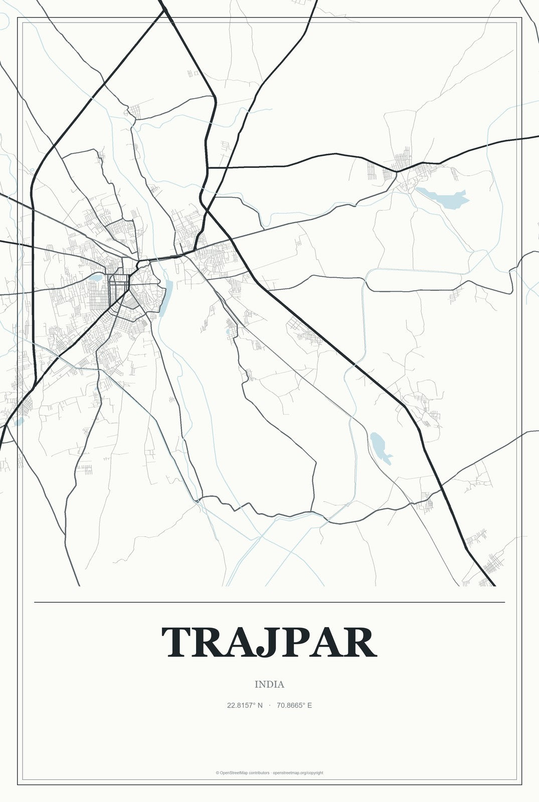 Trajpar, India City Map Aluminum Sign in Gallery Air style