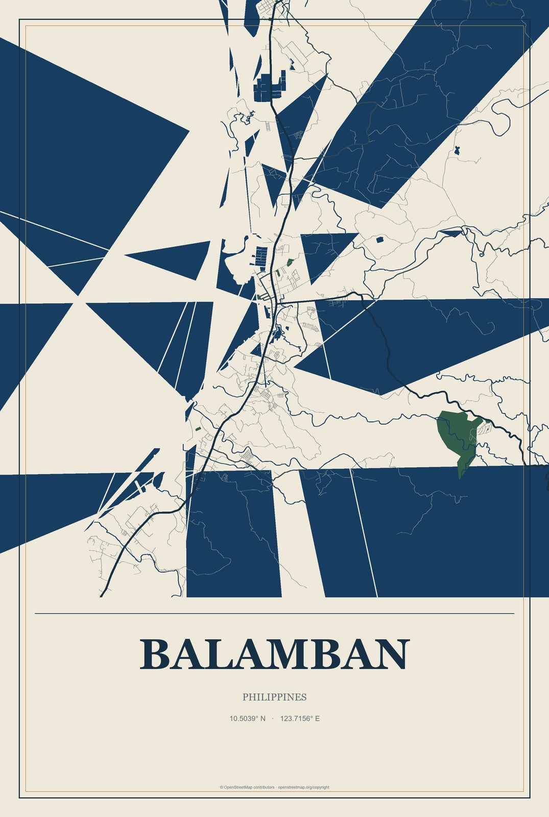 Balamban, Philippines City Map Aluminum Sign in Coastal Cutout style