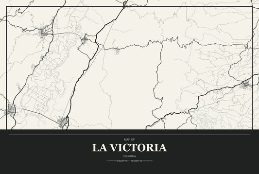 La Victoria, Colombia City Map Aluminum Sign in Museum Plaque style