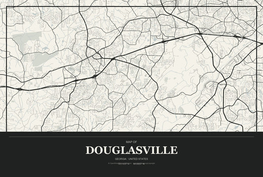 Douglasville, Georgia City Map Aluminum Sign in Museum Plaque style