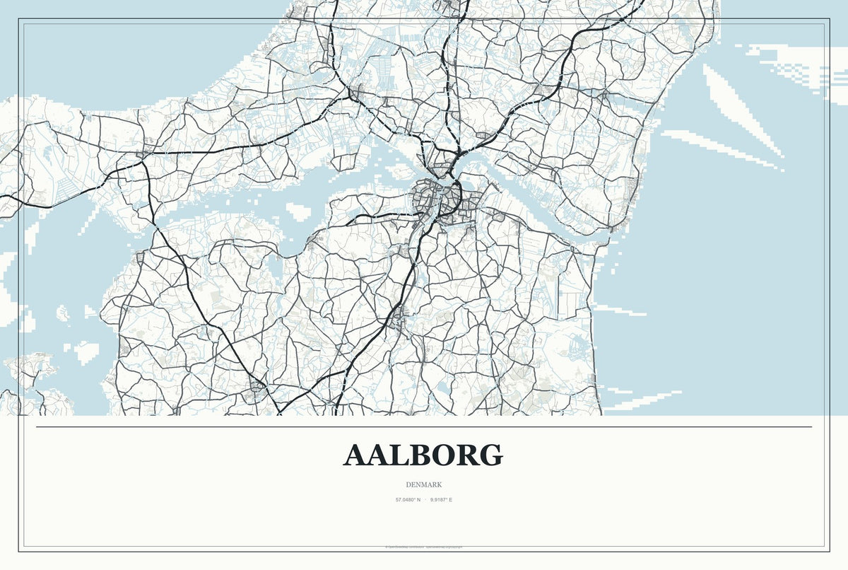 Aalborg, Denmark City Map Aluminum Sign in Gallery Air style