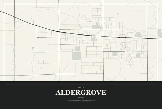 Aldergrove, Canada City Map Aluminum Sign in Museum Plaque style