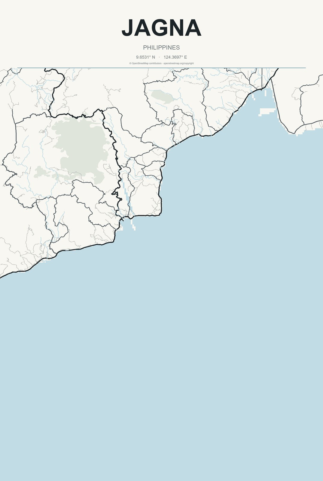 Jagna, Philippines City Map Aluminum Sign in Headline Atlas style