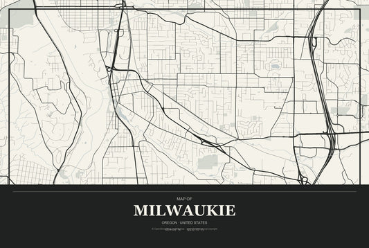 Milwaukie, Oregon City Map Aluminum Sign in Museum Plaque style