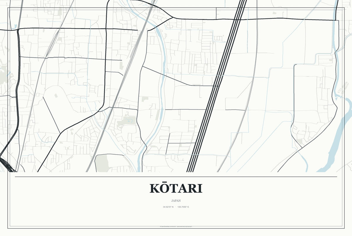 Kōtari, Japan City Map Aluminum Sign in Gallery Air style