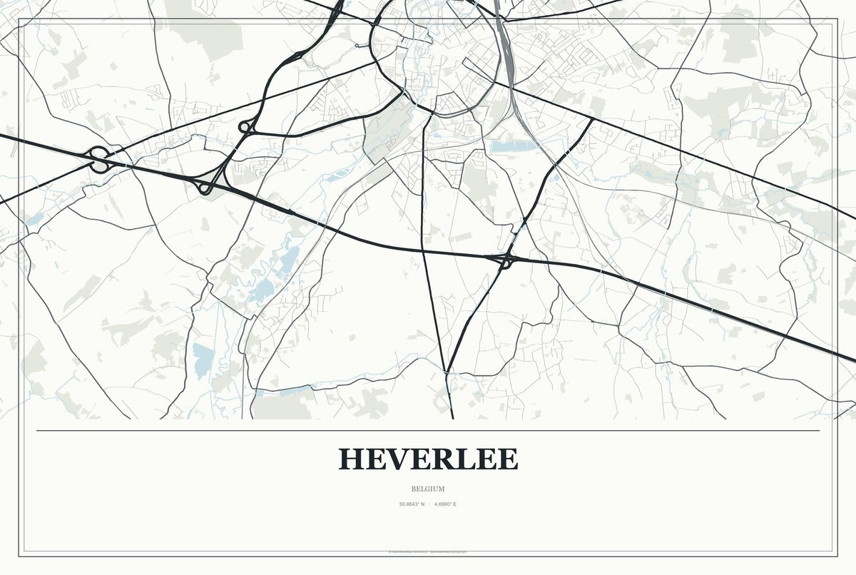 Heverlee, Belgium City Map Aluminum Sign in Gallery Air style