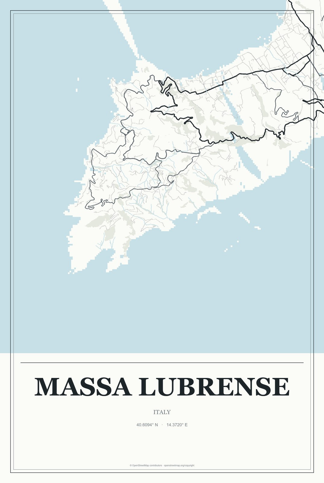 Massa Lubrense, Italy City Map Aluminum Sign in Gallery Air style