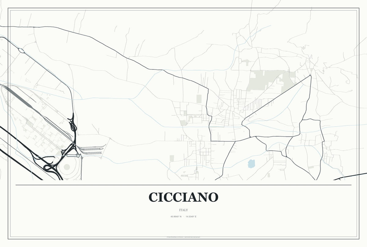 Cicciano, Italy City Map Aluminum Sign in Gallery Air style