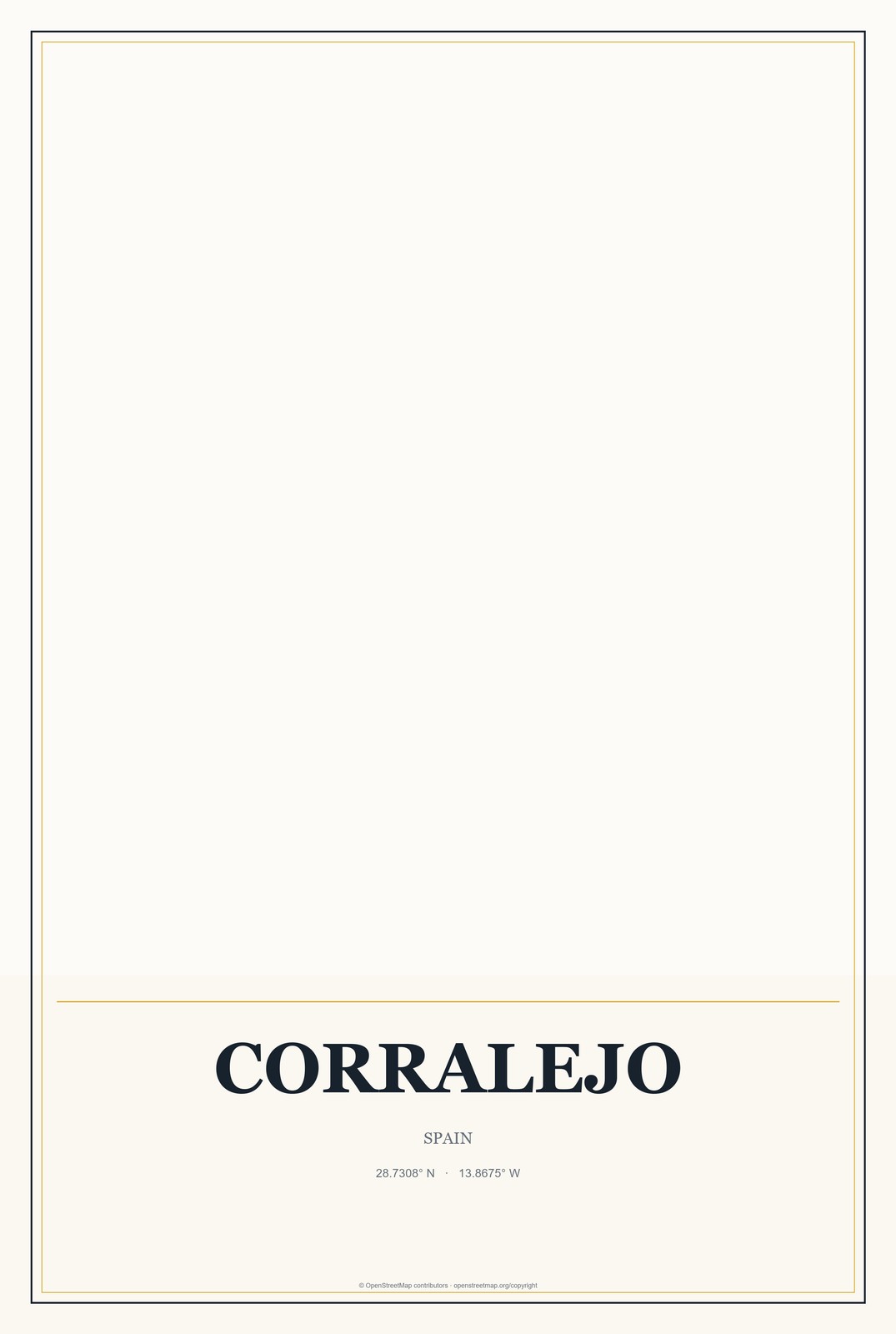 Corralejo, Spain City Map Aluminum Sign in Citrine Modern style