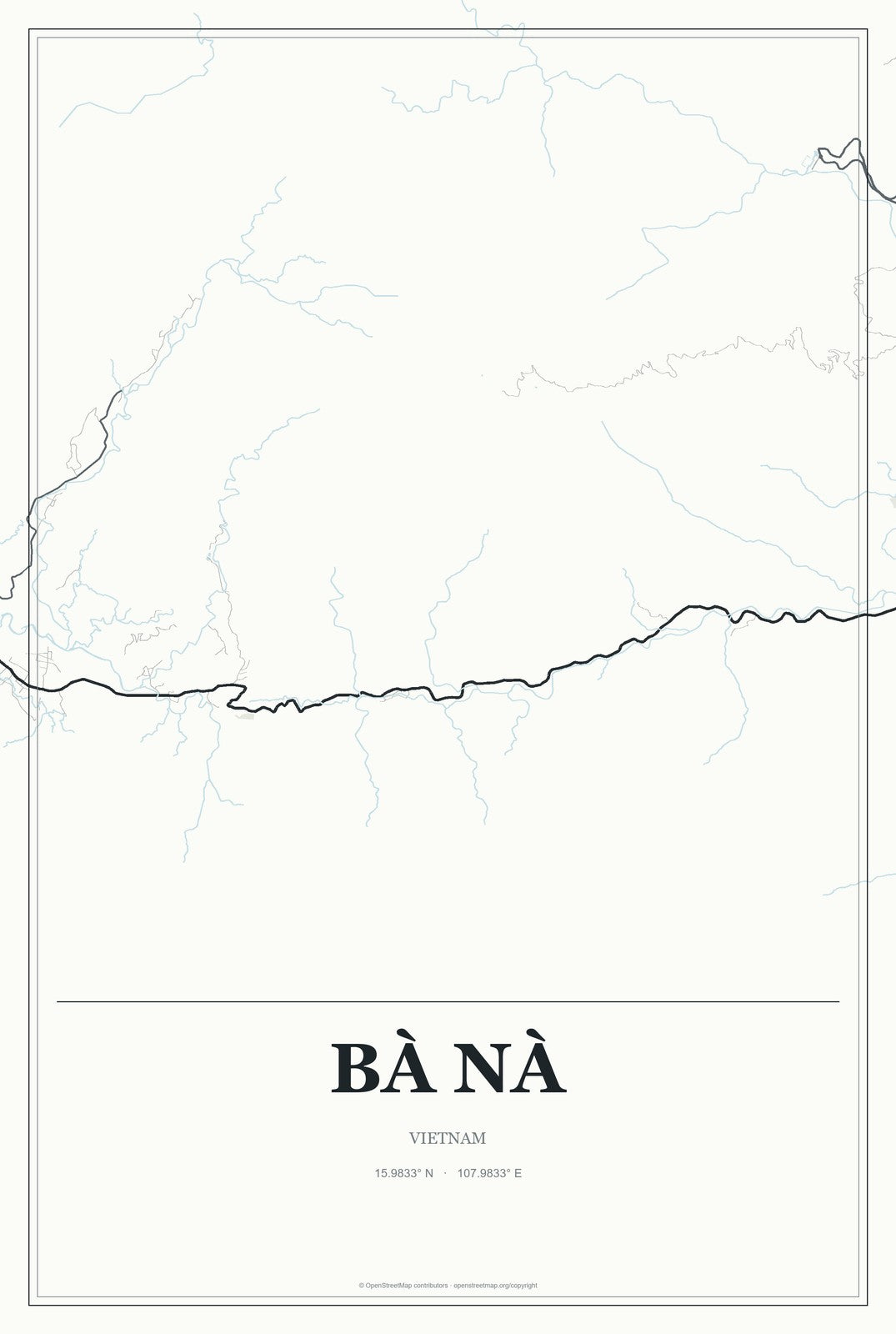 Bà Nà, Vietnam City Map Aluminum Sign in Gallery Air style