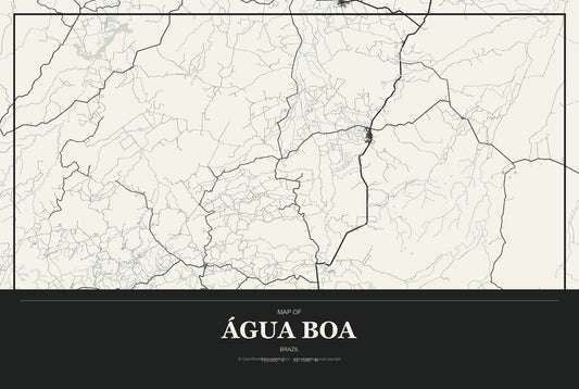 Água Boa, Mato Grosso, Brazil City Map Aluminum Sign in Museum Plaque style