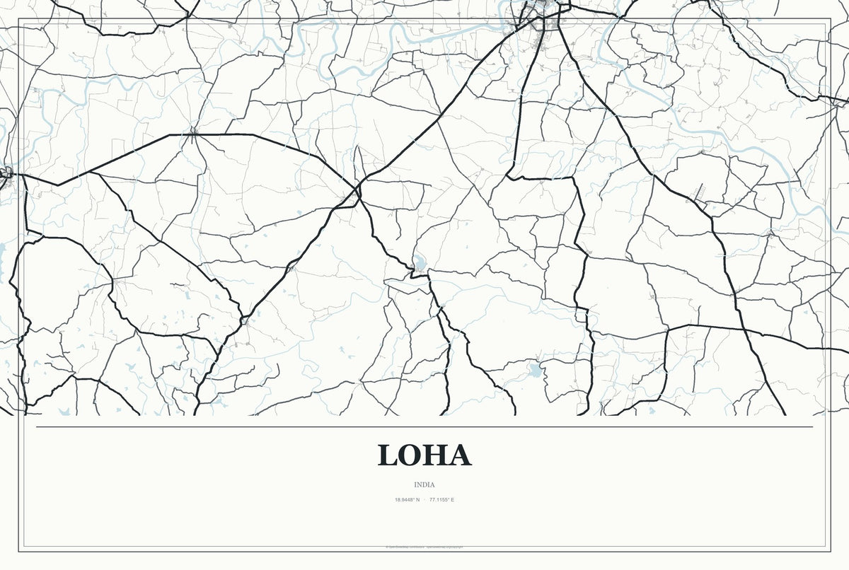 Loha, India City Map Aluminum Sign in Gallery Air style
