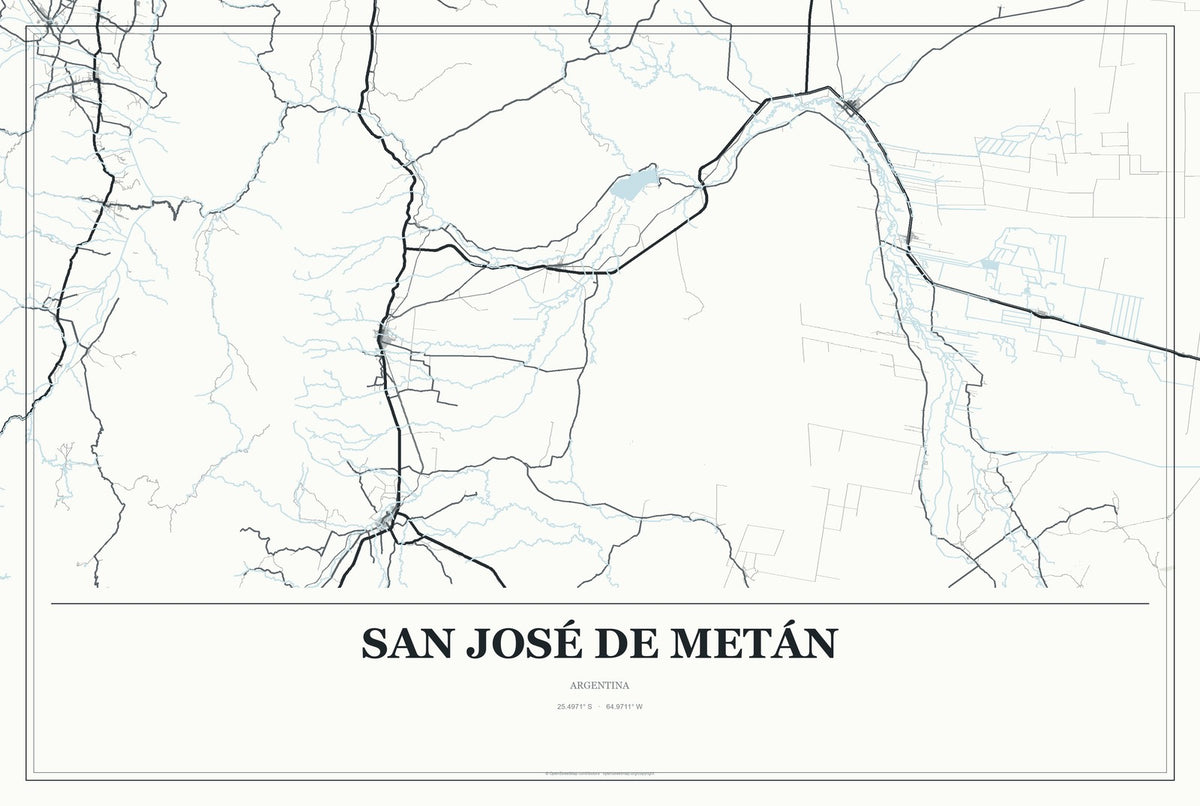 San José de Metán, Argentina City Map Aluminum Sign in Gallery Air style