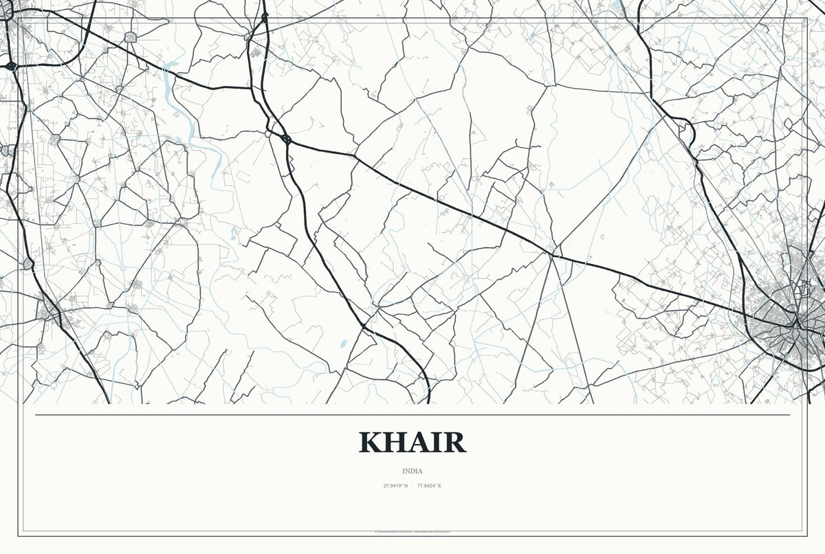 Khair, India City Map Aluminum Sign in Gallery Air style