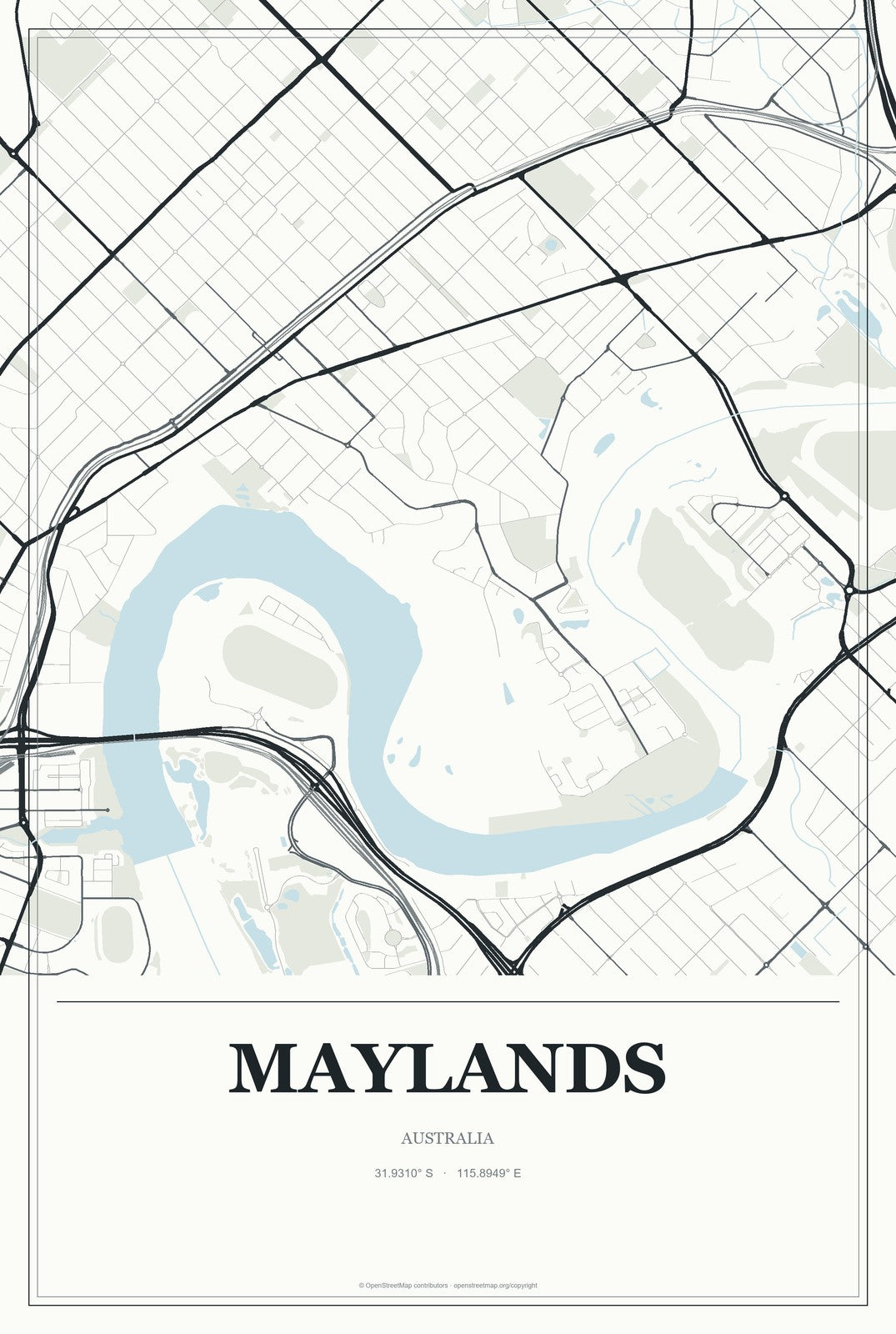 Maylands, Australia City Map Aluminum Sign in Gallery Air style