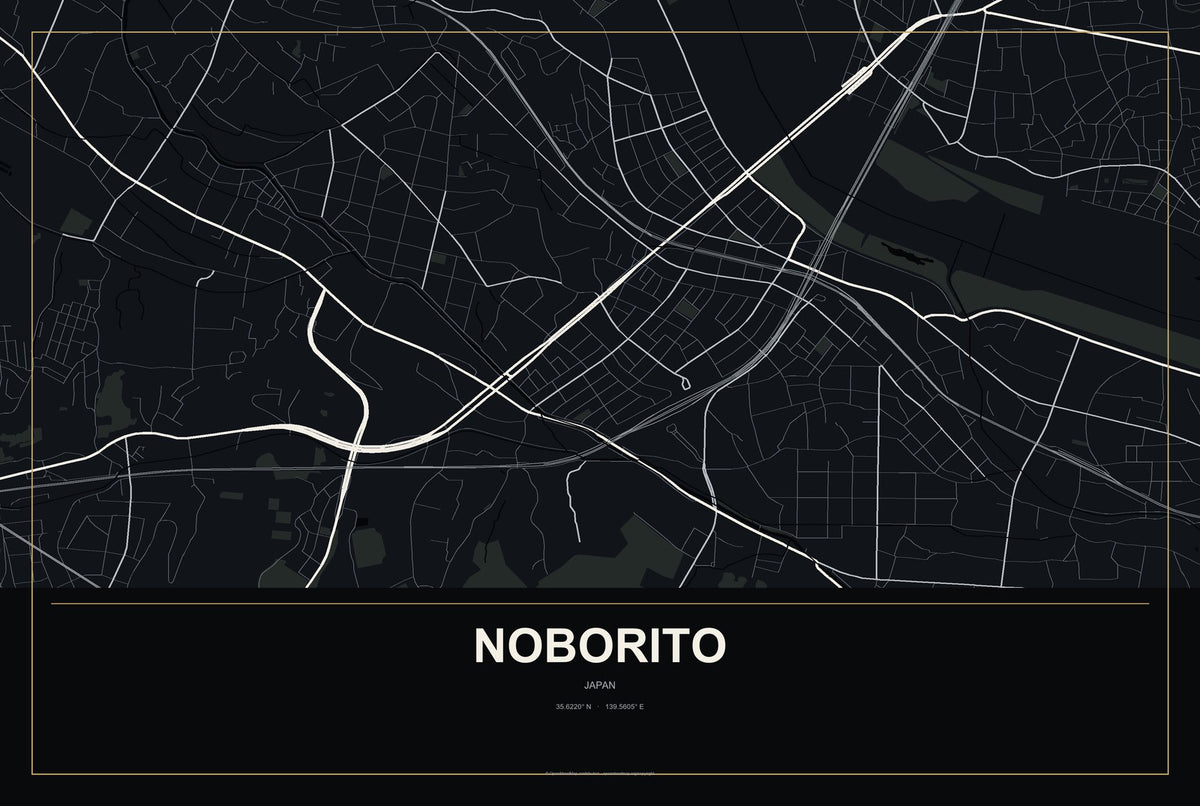 Noborito, Japan City Map Aluminum Sign in Metropolitan Noir style