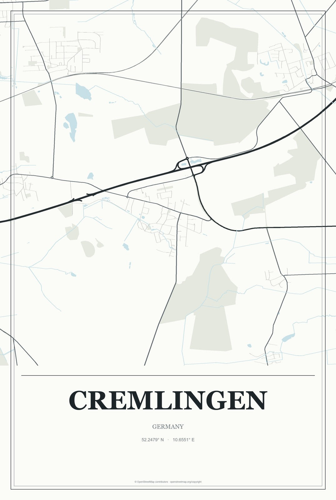 Cremlingen, Germany City Map Aluminum Sign in Gallery Air style