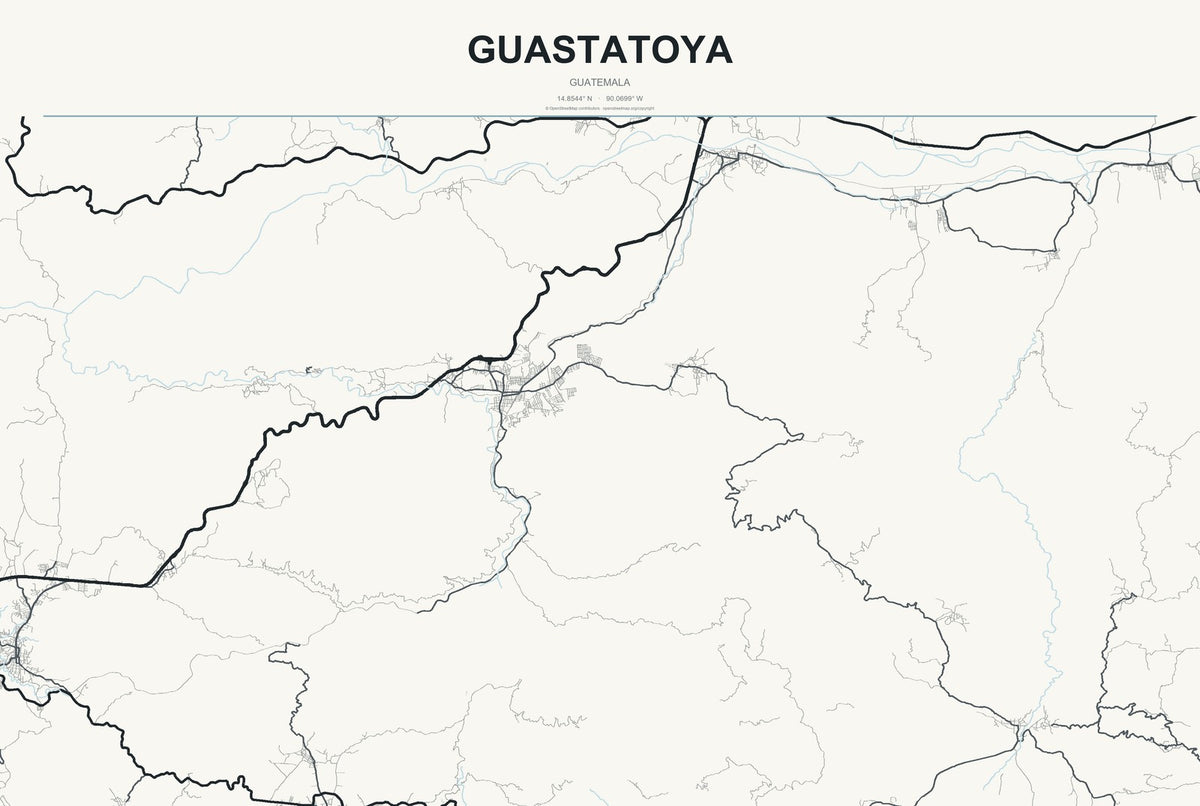 Guastatoya, Guatemala City Map Aluminum Sign in Headline Atlas style