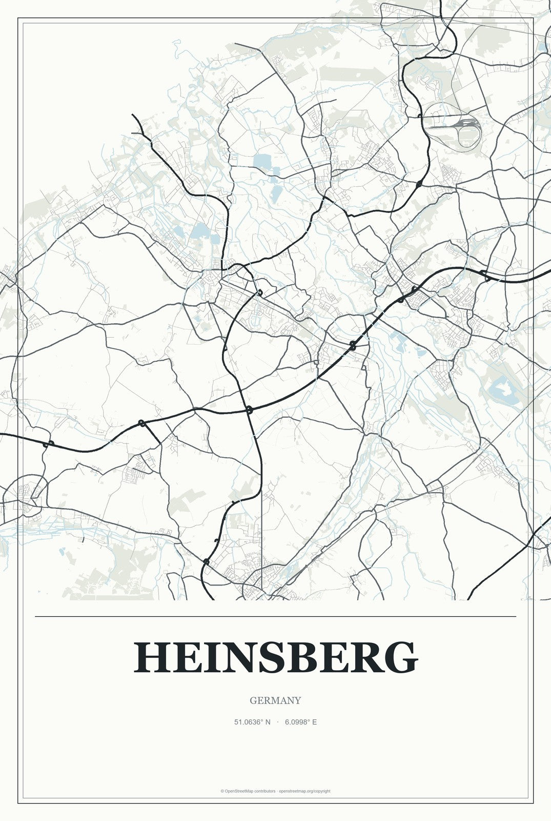 Heinsberg, Germany City Map Aluminum Sign in Gallery Air style