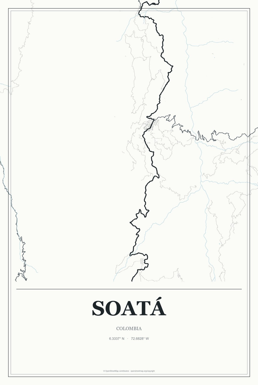 Soatá, Colombia City Map Aluminum Sign in Gallery Air style