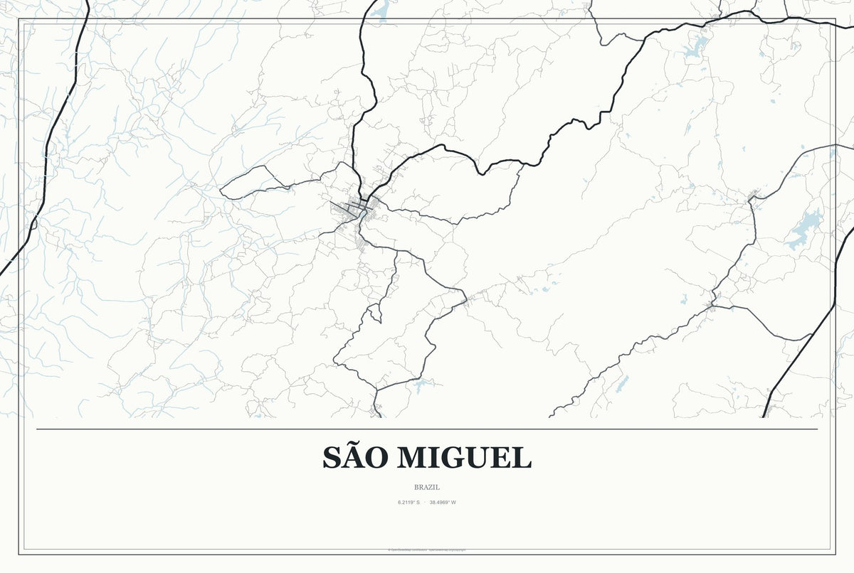 São Miguel, Brazil City Map Aluminum Sign in Gallery Air style
