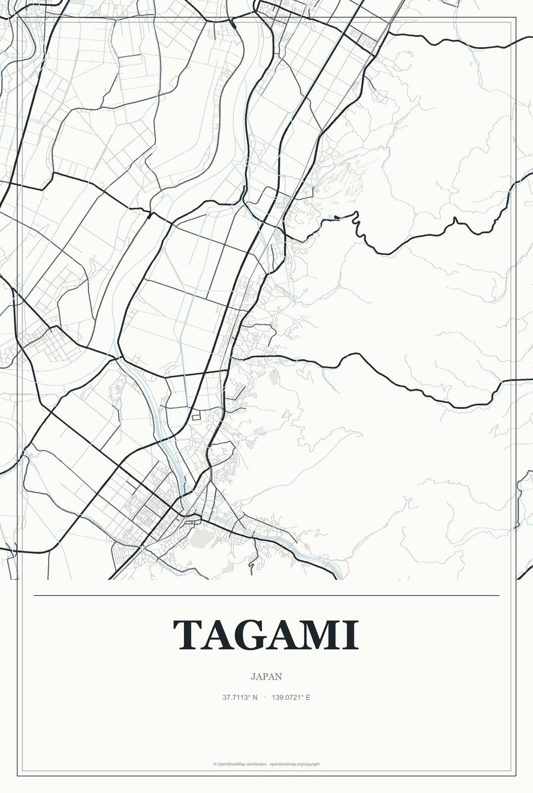 Tagami, Japan City Map Aluminum Sign in Gallery Air style