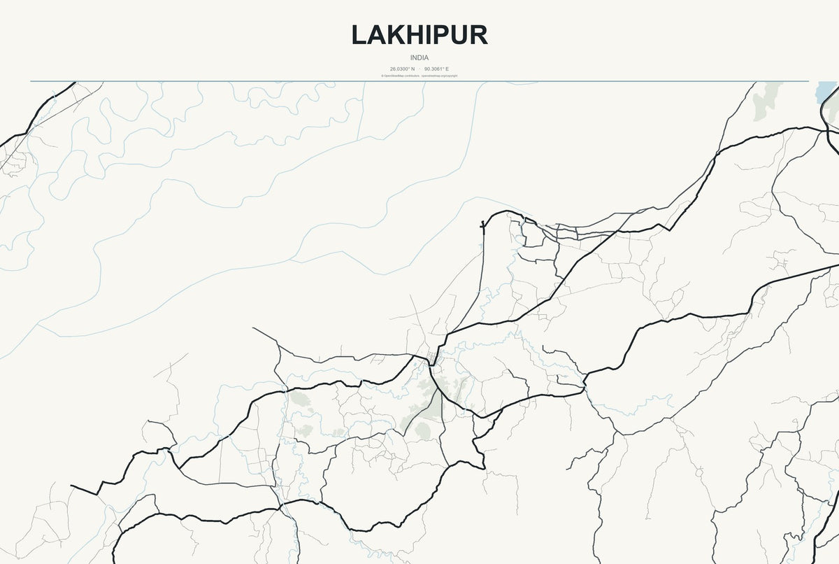 Lakhipur, India City Map Aluminum Sign in Headline Atlas style