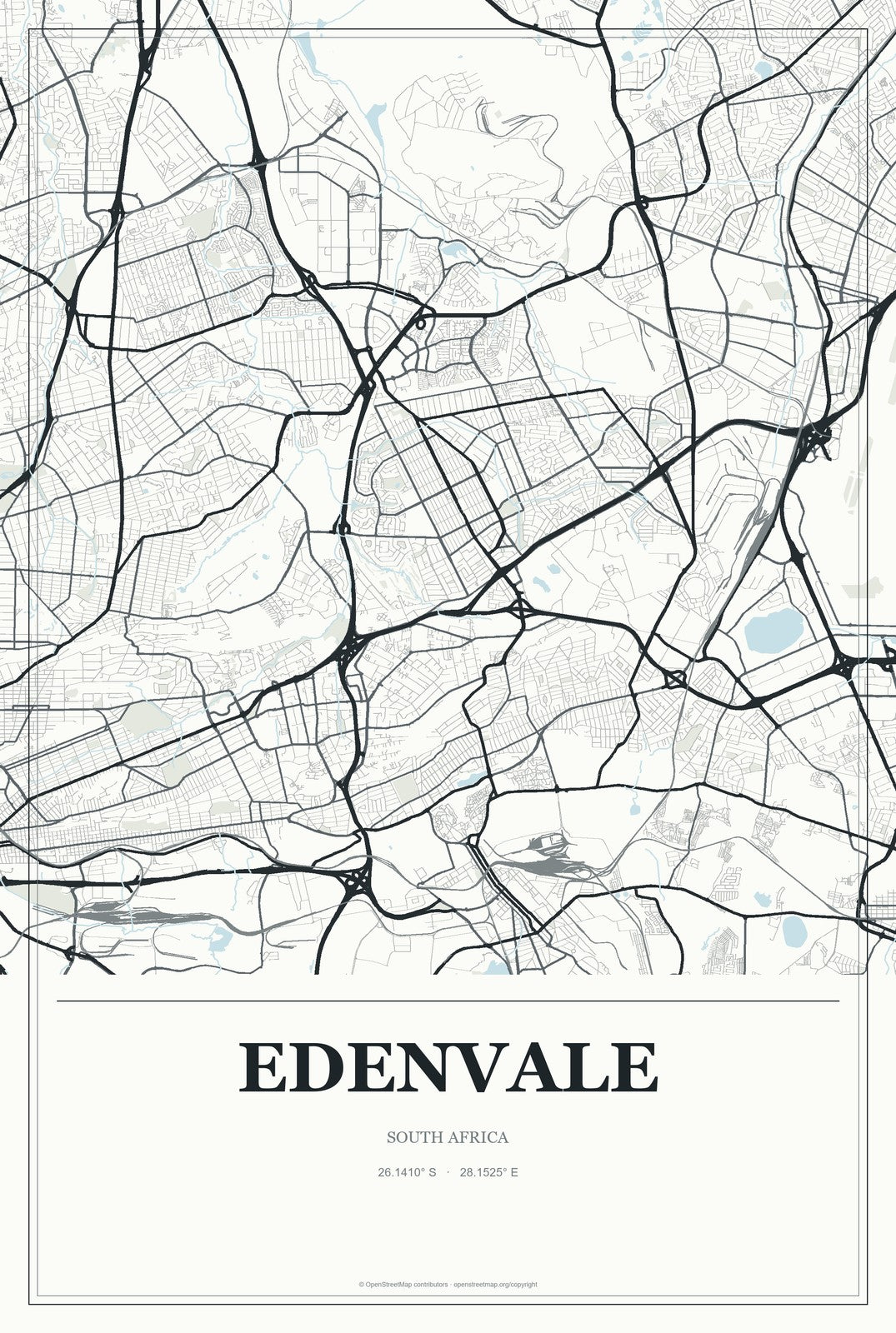Edenvale, South Africa City Map Aluminum Sign in Gallery Air style