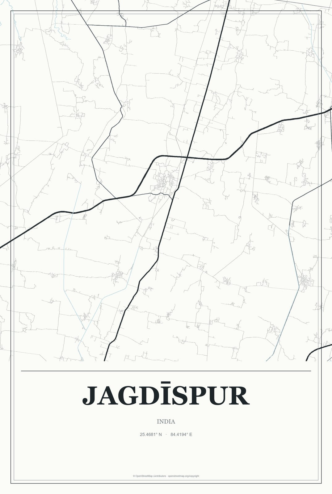 Jagdīspur, India City Map Aluminum Sign in Gallery Air style